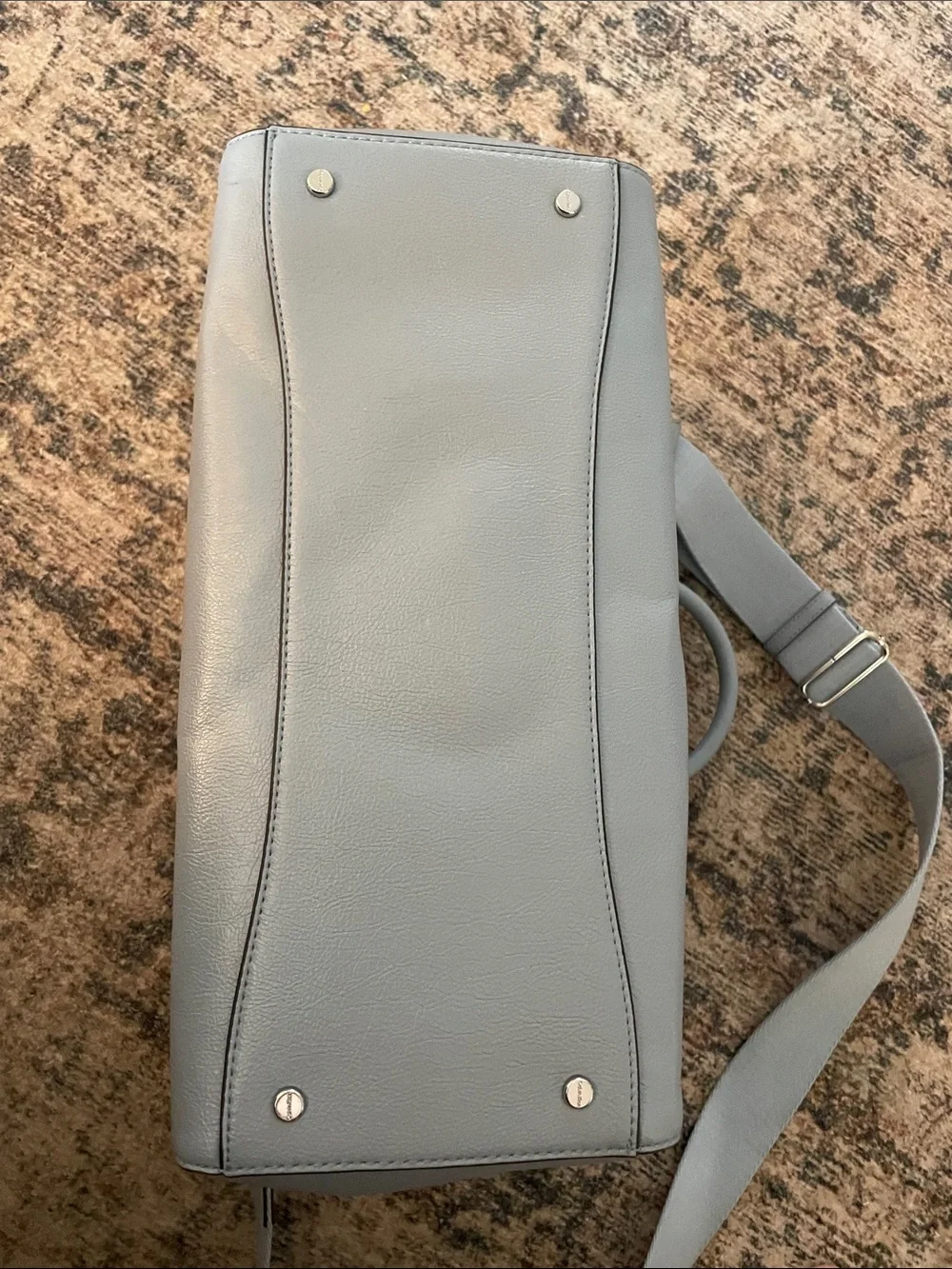 Calvin Klein Pale Gray Structured Top-Handle Satchel with Strap